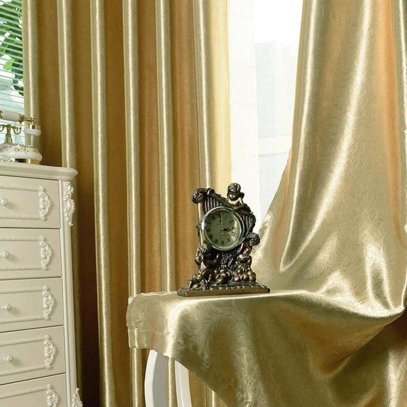 MYRU 2 Panels Set Semi Blackout Gold Curtains for Living Room Embossed Flower Curtains for Bedroom (2 x 52 x 96 Inch,Gold) - Image 1
